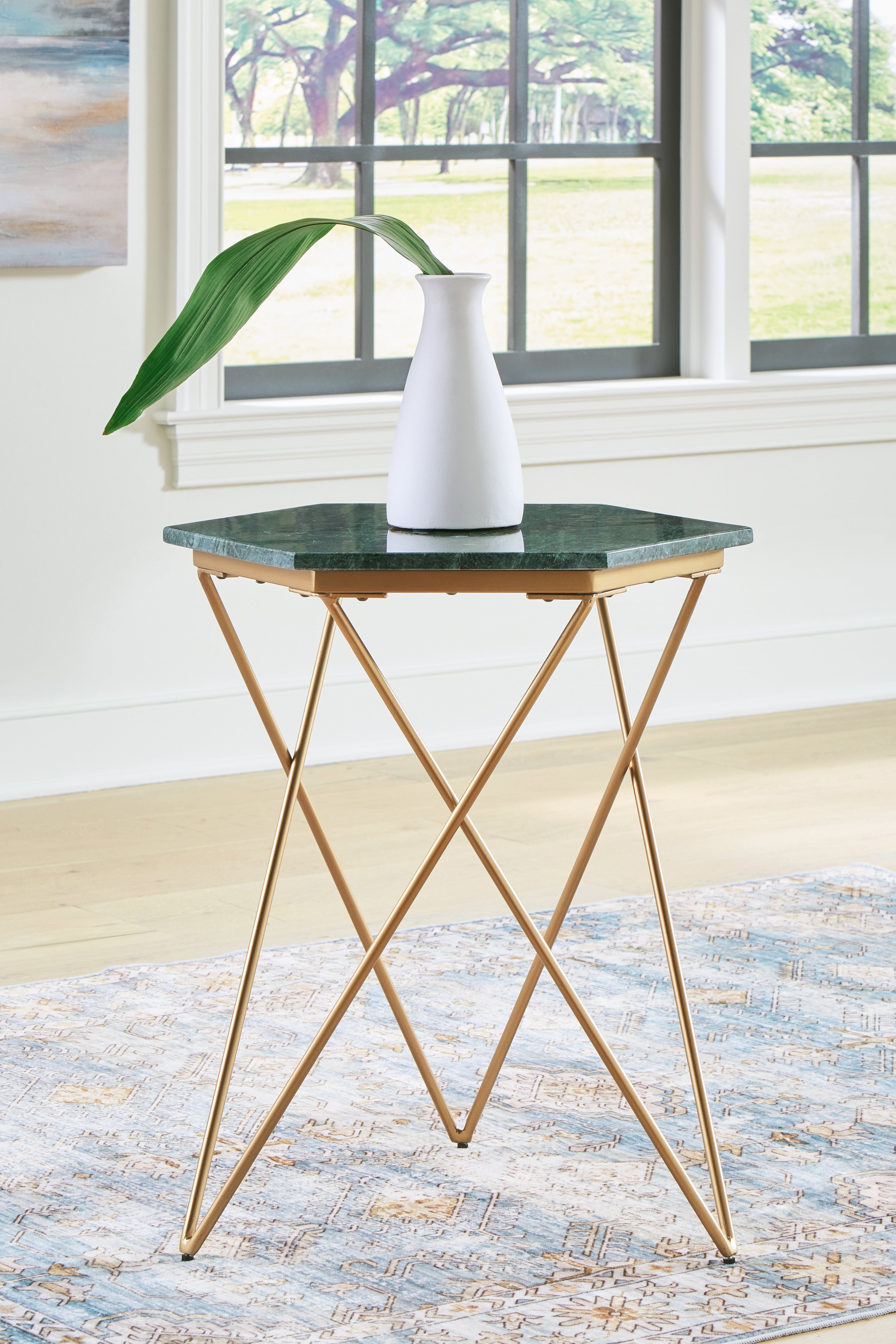 Luxury Living Gallery - Ashley Furniture - Engelton Accent Table - Accent Table / Green/Gold - A4000526