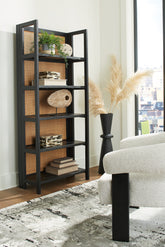 Luxury Living Gallery - Ashley Furniture - Abyard Bookcase - Bookcase / Black/Natural - A4000574