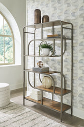 Luxury Living Gallery - Ashley Furniture - Jaddon Bookcase - Bookcase / Brown/Antique Silver - A4000587