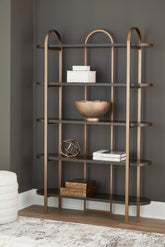 Luxury Living Gallery - Ashley Furniture - Brentmour Bookcase - Bookcase / Brown/Gold Finish - A4000589