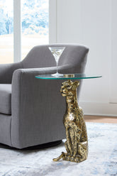 Luxury Living Gallery - Ashley Furniture - Vallain Accent Table - Accent Table / Antique Gold Finish - A4000605