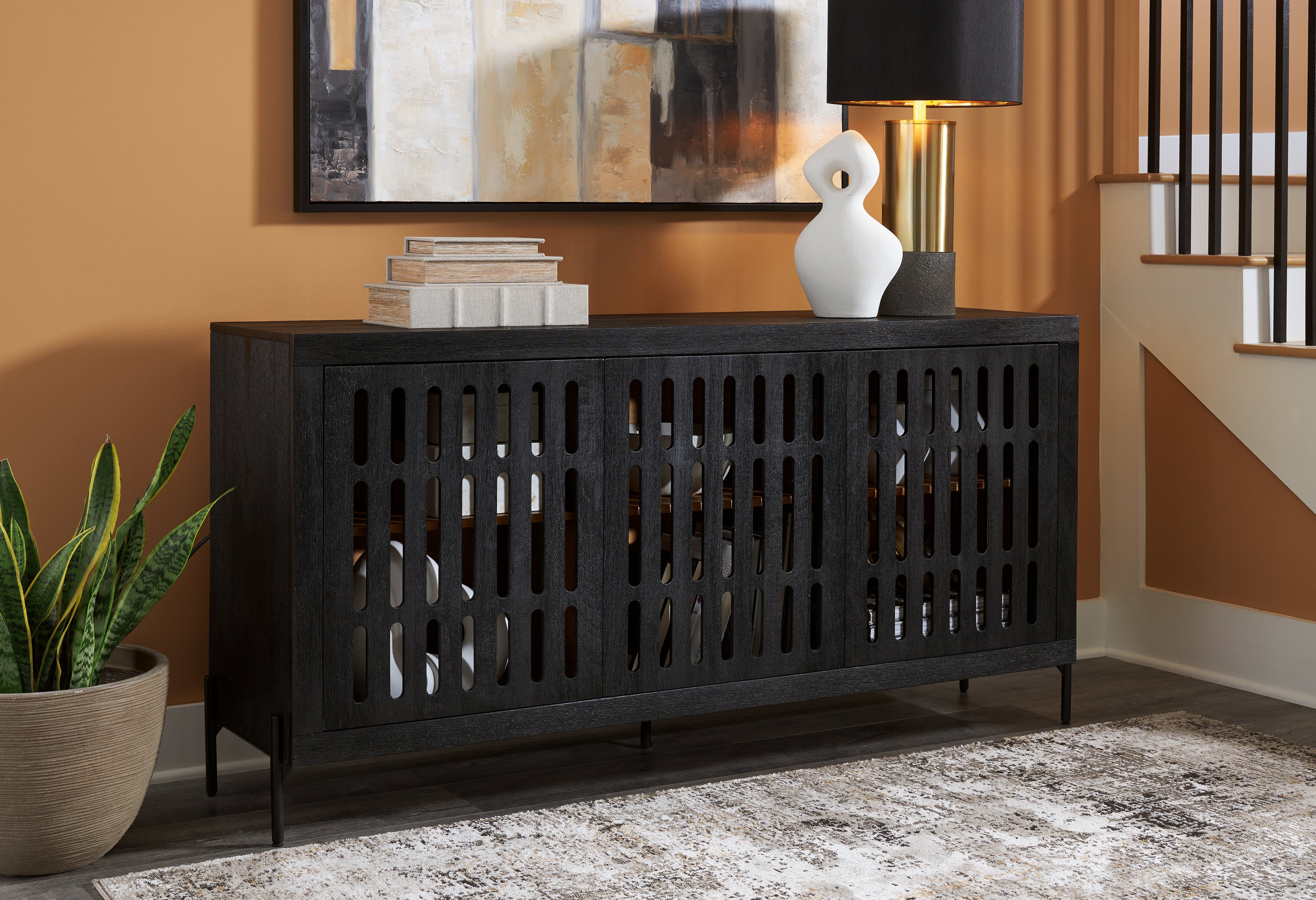 Luxury Living Gallery - Ashley Furniture - Vallisburg Accent Cabinet - Accent Cabinet / Black/Natural - A4000644