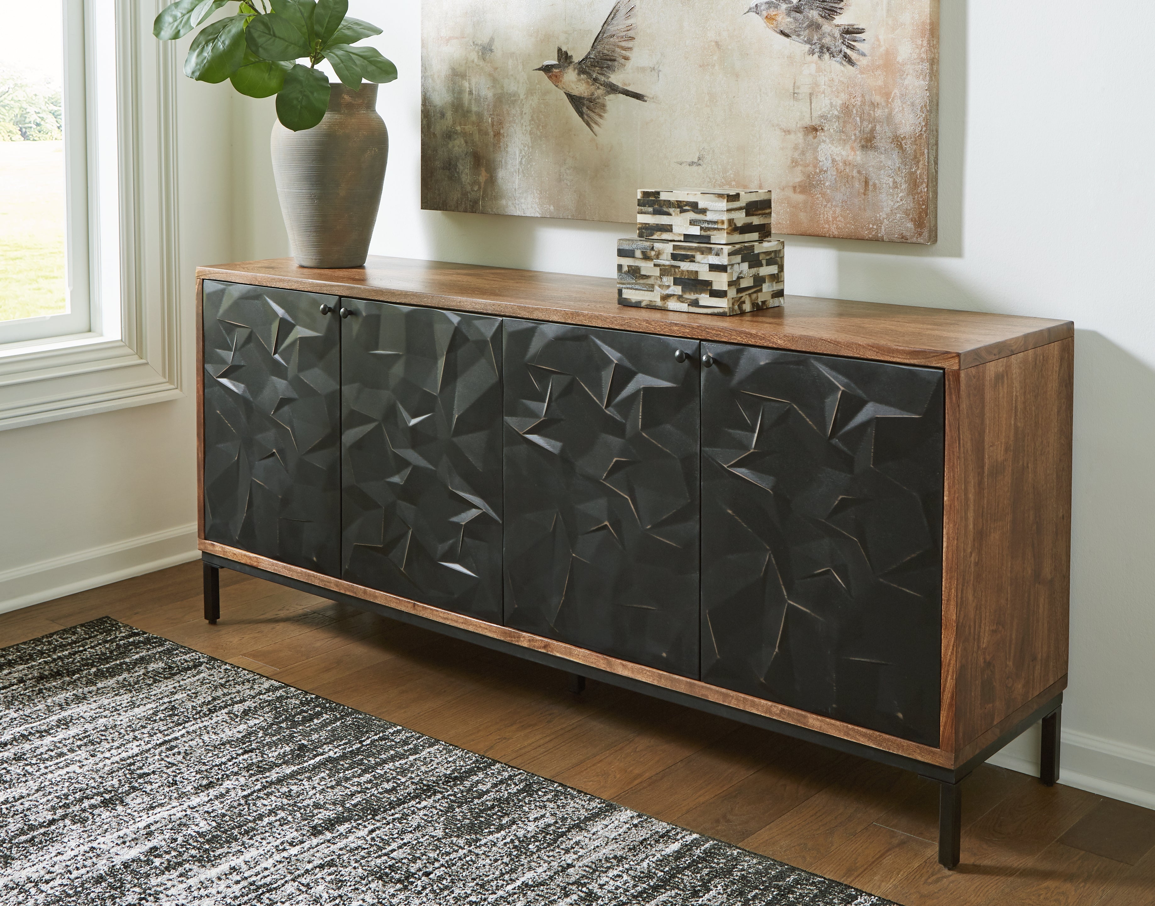 Luxury Living Gallery - Ashley Furniture - Dorannby Accent Cabinet - Accent Cabinet / Black/Brown - A4000649
