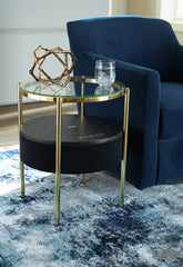 Luxury Living Gallery - Ashley Furniture - Nedman Accent Table with Speaker - Accent Table with Speaker / Black/Gold Finish - A4000669