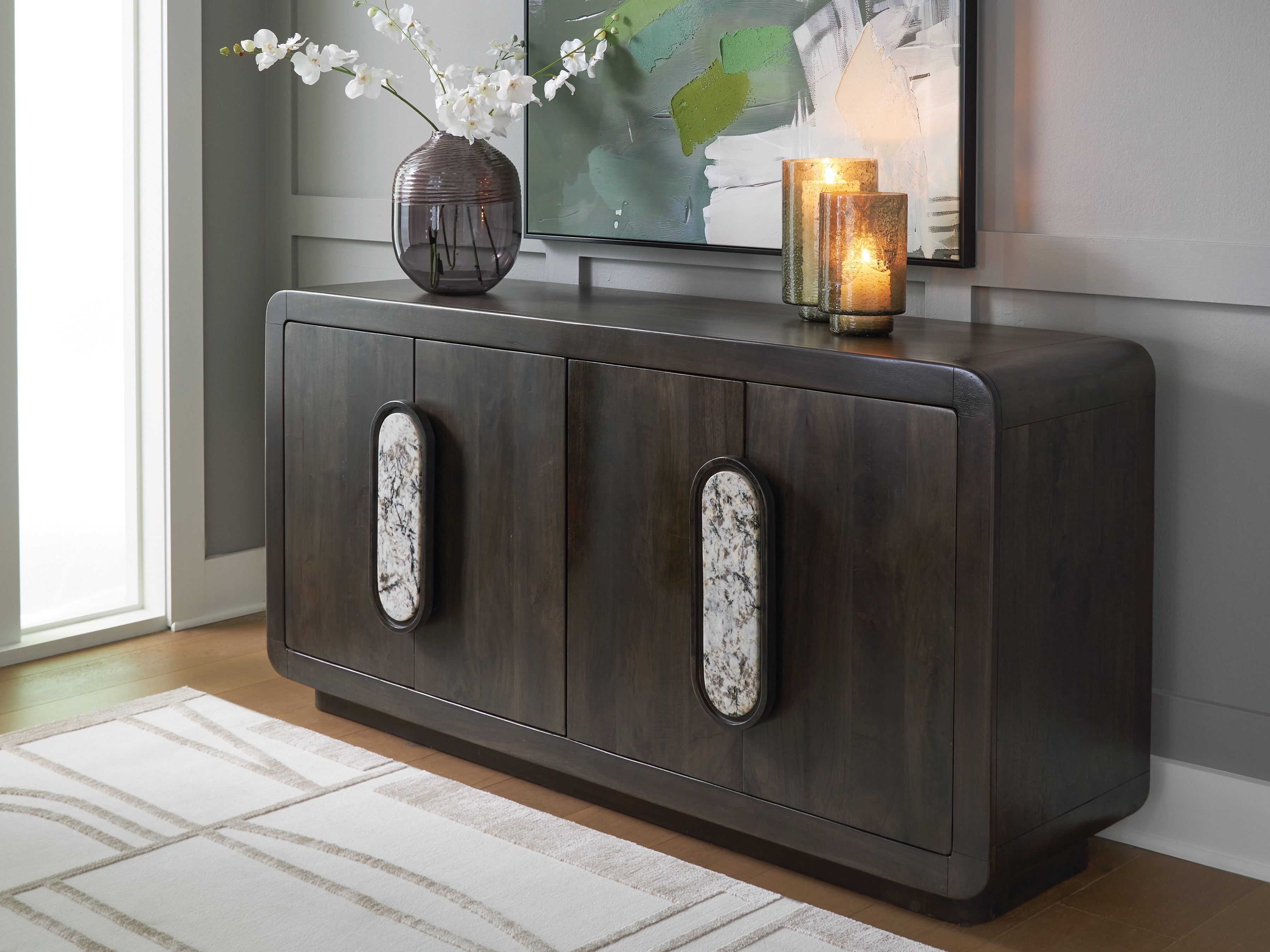 Luxury Living Gallery - Ashley Furniture - Elliston Accent Cabinet - Accent Cabinet / Espresso Brown - A4000683