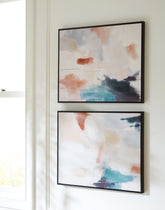 Luxury Living Gallery - Ashley Furniture - Caldish Wall Decor - Wall Art Set (Set of 2) / Blue/White/Pink - A8000415