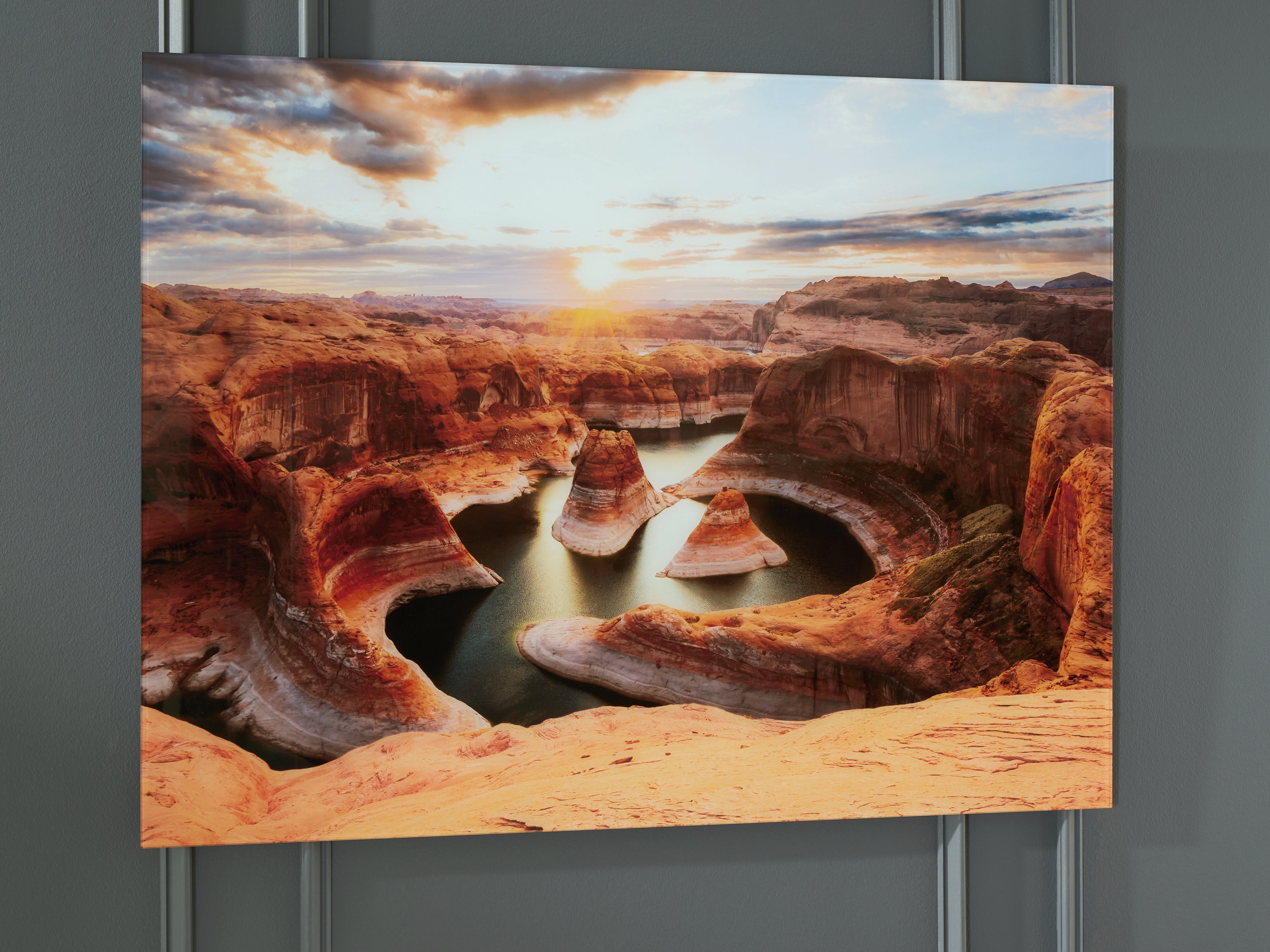 Luxury Living Gallery - Ashley Furniture - Deemsdon Wall Decor - Wall Art / Blue/Amber - A8000436