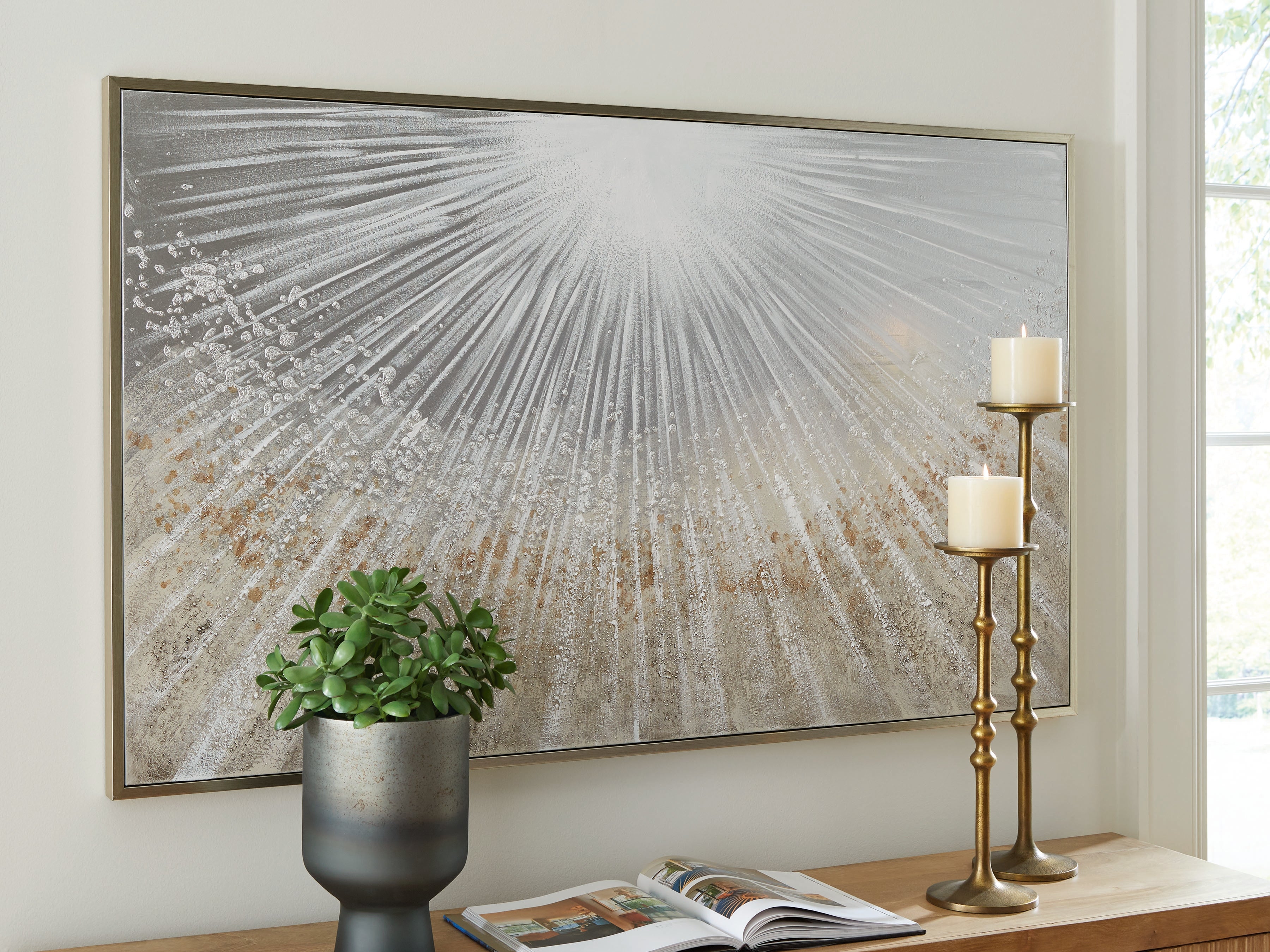 Luxury Living Gallery - Ashley Furniture - Waldard Wall Decor - Wall Art / Gray/Taupe/White - A8000501