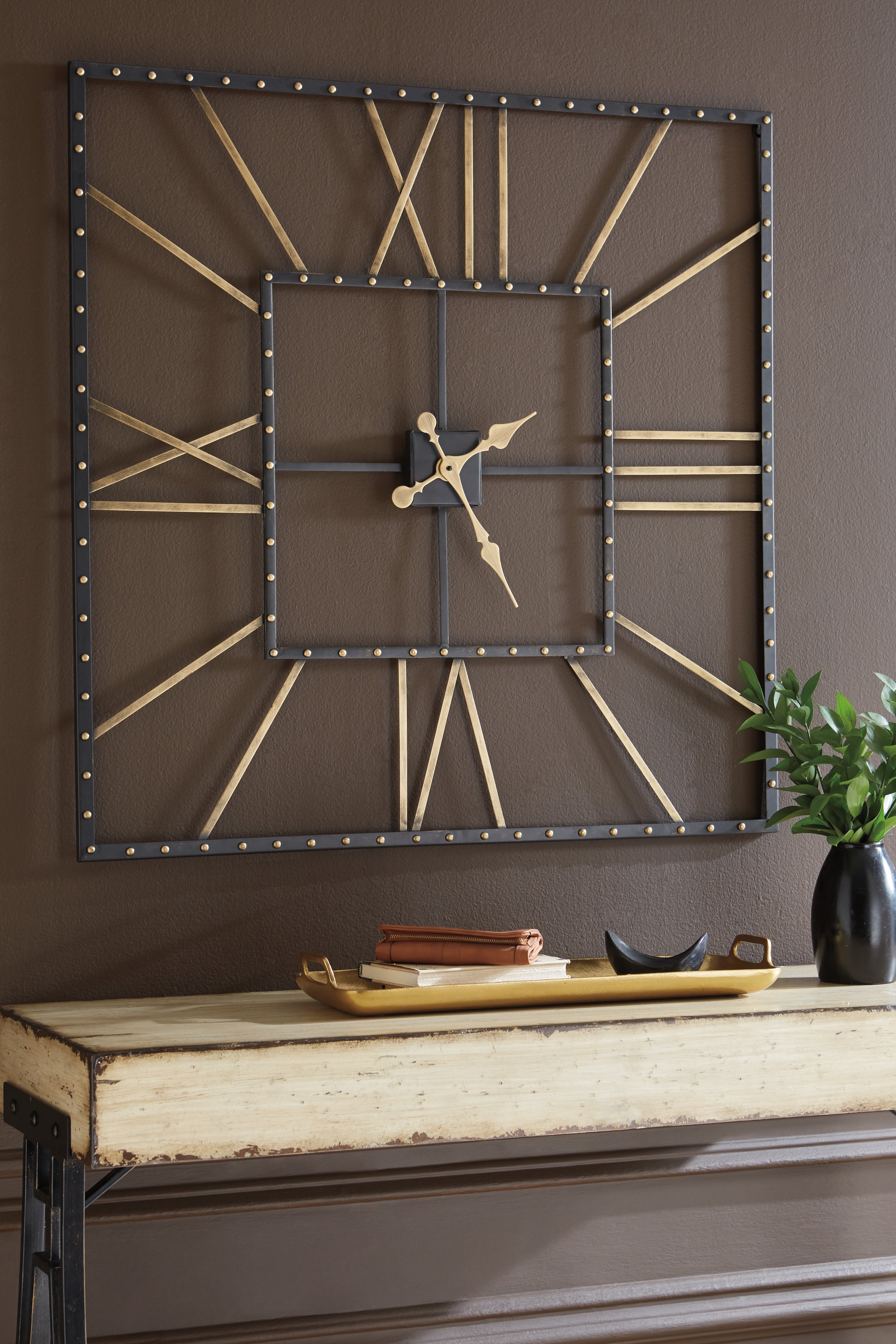 Luxury Living Gallery - Ashley Furniture - Thames Wall Decor - Wall Clock / Black/Gold Finish - A8010112