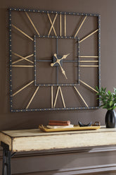 Luxury Living Gallery - Ashley Furniture - Thames Wall Decor - Wall Clock / Black/Gold Finish - A8010112