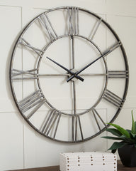 Luxury Living Gallery - Ashley Furniture - Paquita Wall Decor - Wall Clock / Antique Silver - A8010237