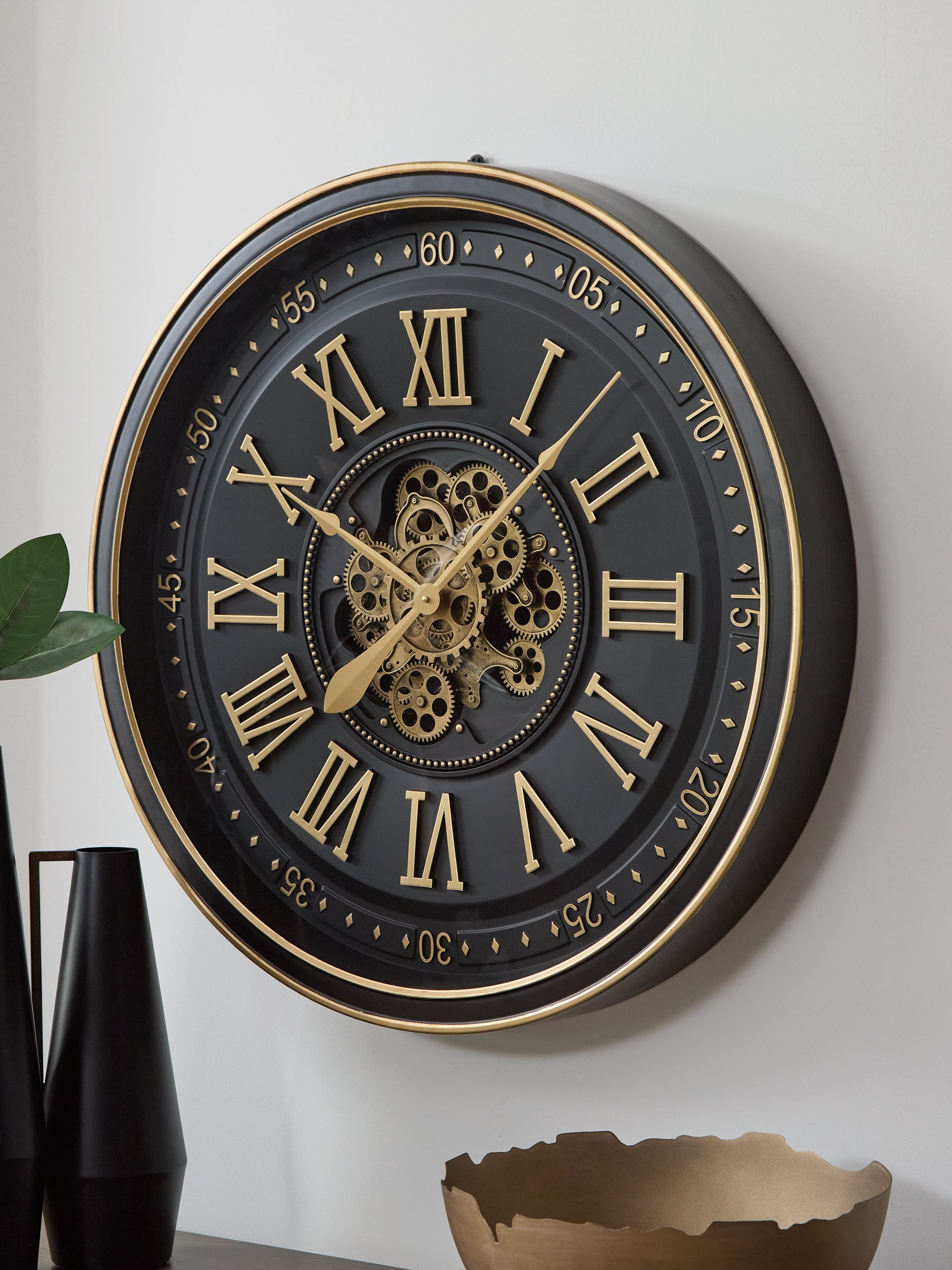 Luxury Living Gallery - Ashley Furniture - Dairton Wall Decor - Wall Clock / Black/Gold Finish - A8010385