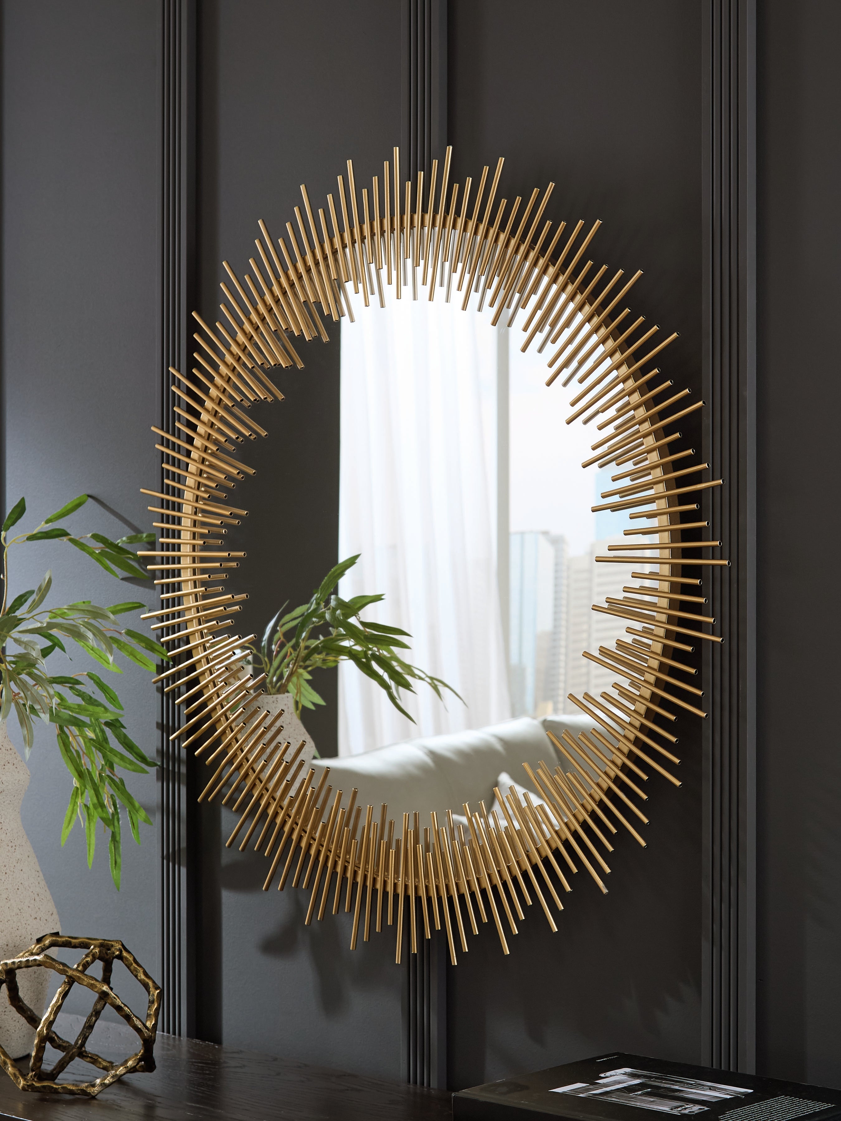 Luxury Living Gallery - Ashley Furniture - Wainport Mirror - Accent Mirror / Gold Finish - A8010405