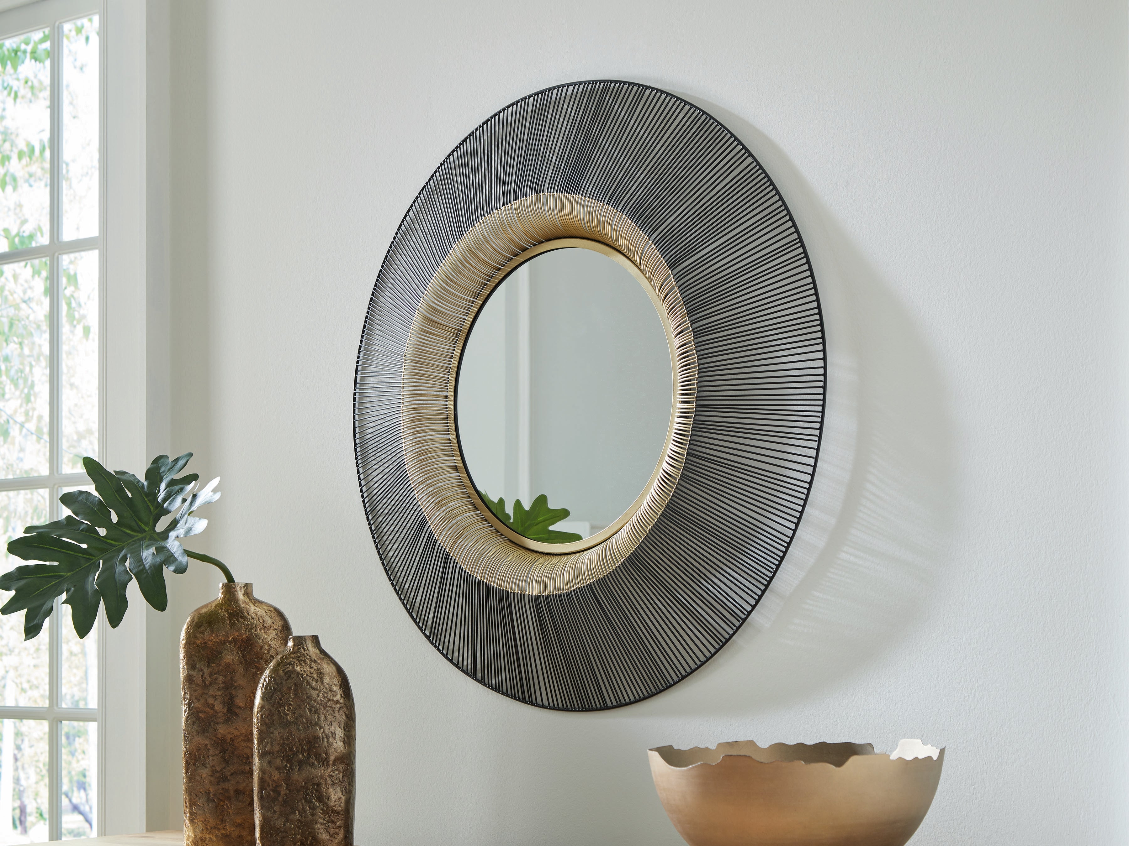 Luxury Living Gallery - Ashley Furniture - Dallmen Mirror - Accent Mirror / Black/Gold Finish - A8010407