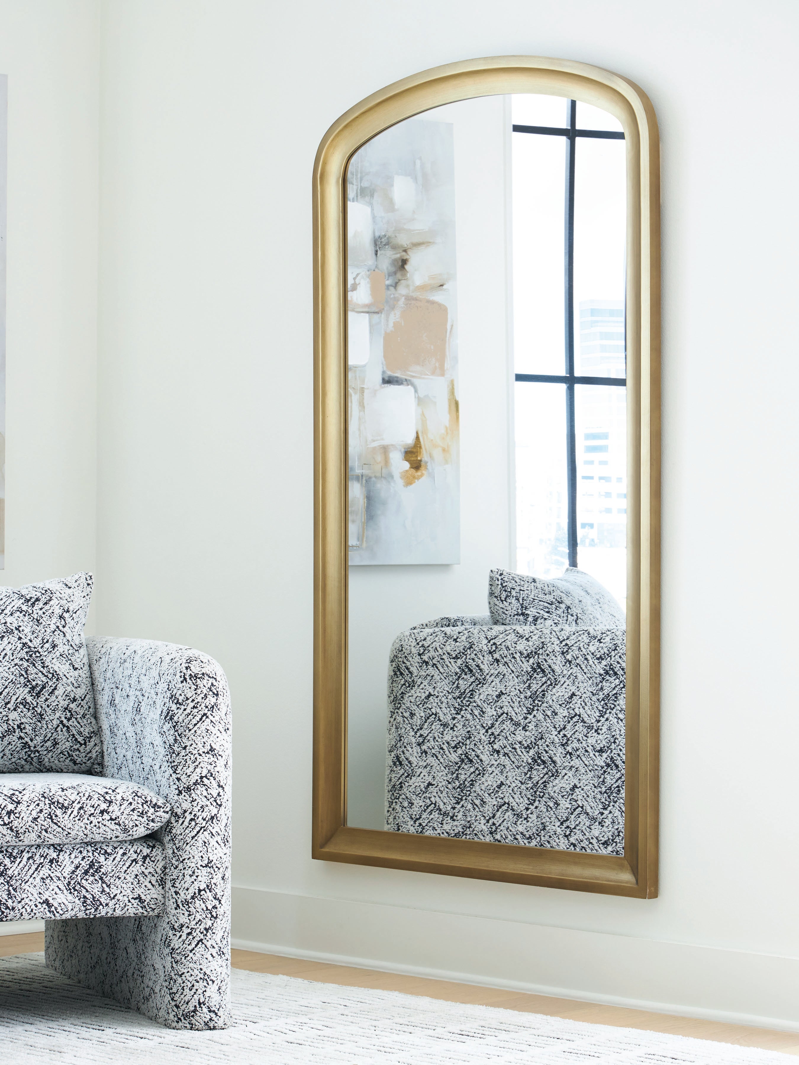 Luxury Living Gallery - Ashley Furniture - Fintan Mirror - Floor Mirror / Gold Finish - A8010436