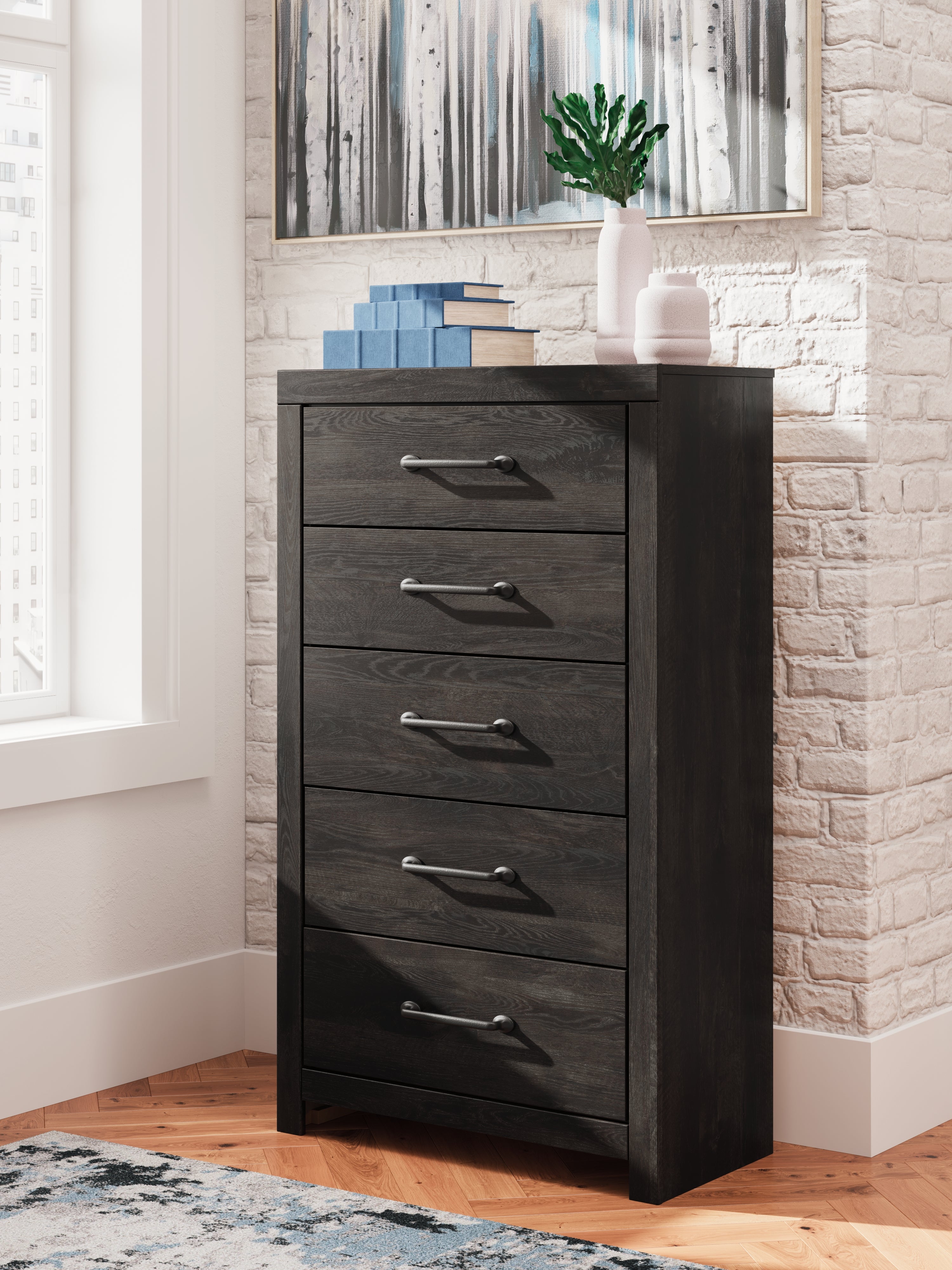 Luxury Living Gallery - Ashley Furniture - Hollivern Bedroom - Six Drawer Dresser / Dark Gray - PCB2108-31