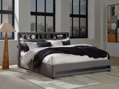Luxury Living Gallery - Ashley Furniture - Verishaw Bedroom - King Upholstered Bed / Gray - PCB2721B21