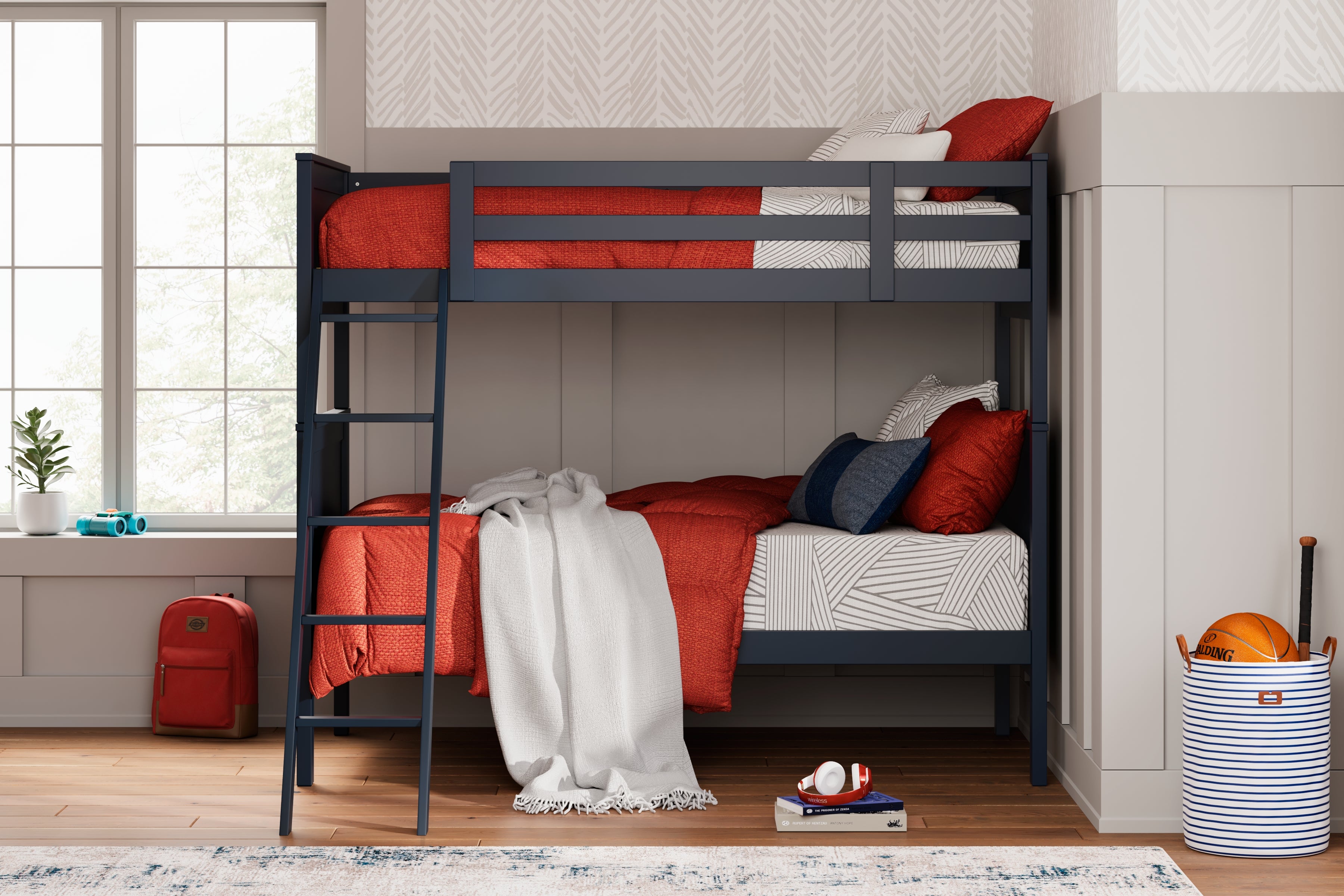Luxury Living Gallery - Ashley Furniture - Nextonfort Bedroom - Twin over Twin Bunk Bed / Black - B396B7