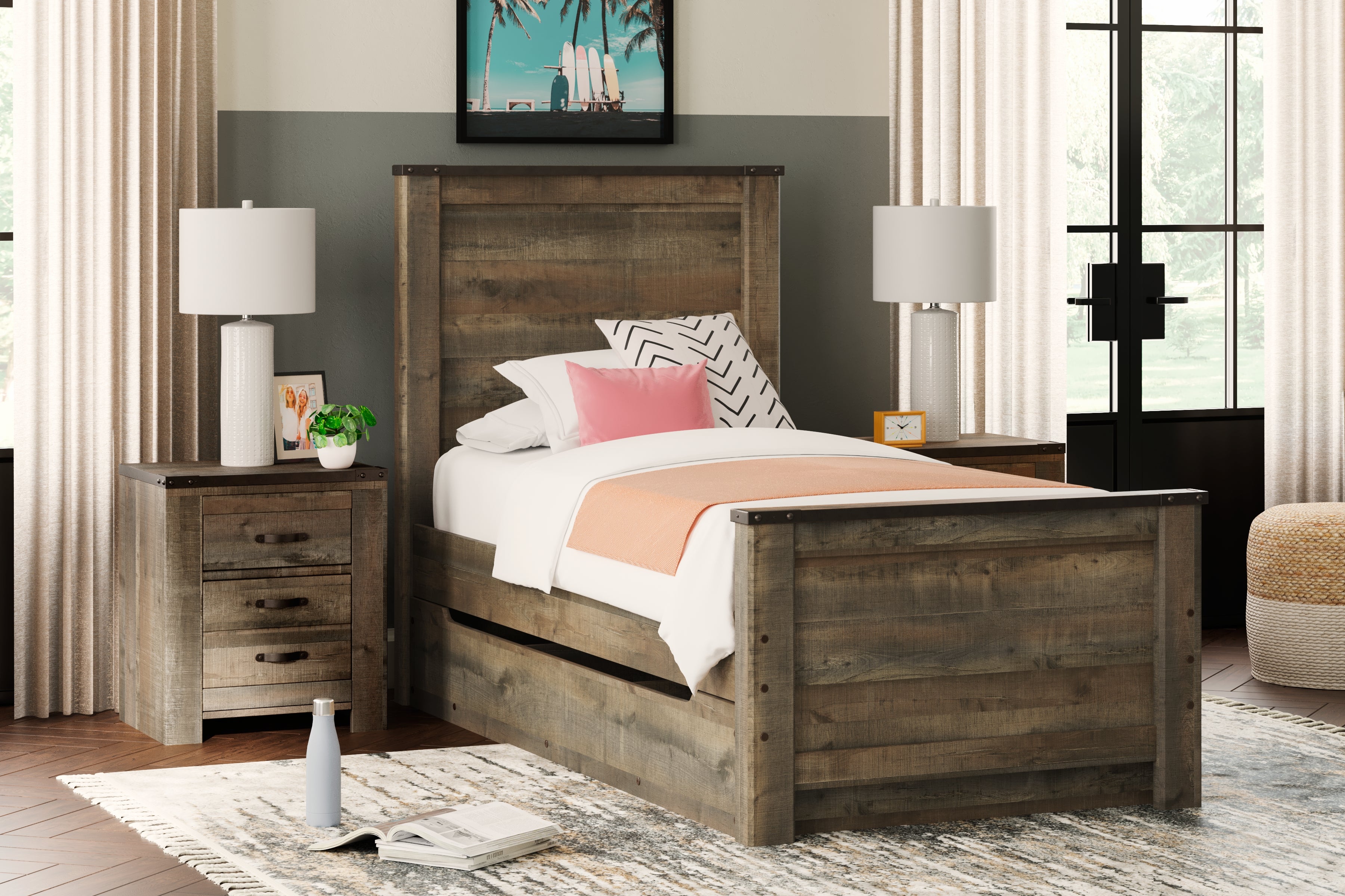 Luxury Living Gallery - Ashley Furniture - Trinell Bedroom - Full Bookcase Bed with Storage / Brown - B446B91