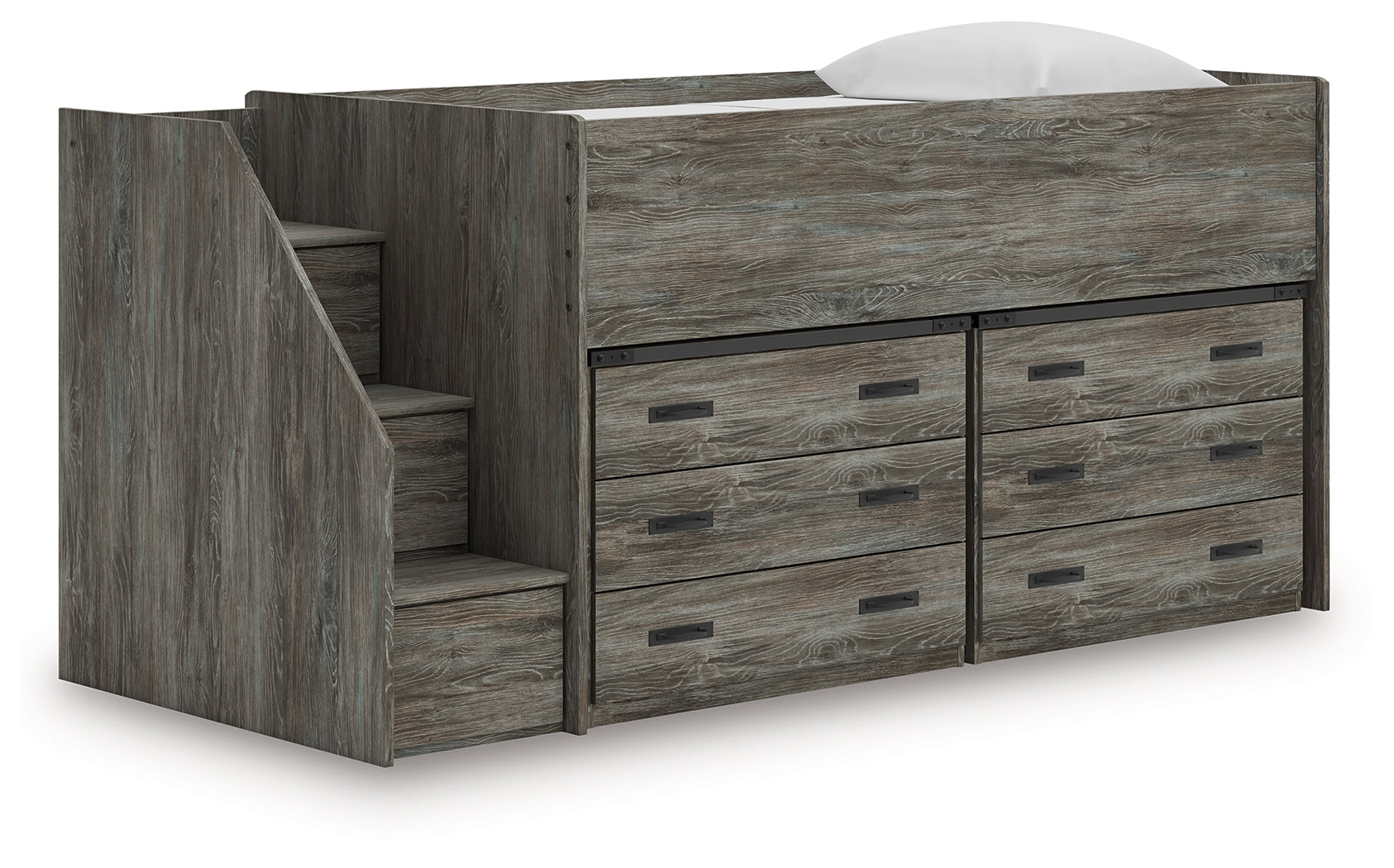 Luxury Living Gallery - Ashley Furniture - Frandern Twin Loft Bed with Drawer Storage - Twin Loft Bed with Drawer Storage / Warm Gray - B4480B26