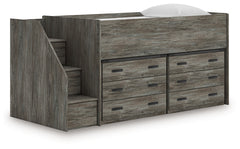 Luxury Living Gallery - Ashley Furniture - Frandern Twin Loft Bed with Drawer Storage - Twin Loft Bed with Drawer Storage / Warm Gray - B4480B26