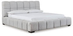 Luxury Living Gallery - Ashley Furniture - Grendusk Bedroom - Queen Upholstered Bed / Light Gray - PCB584B1