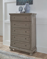 Luxury Living Gallery - Ashley Furniture - Lettner Bedroom - King Sleigh Bed / Light Gray - B733B34