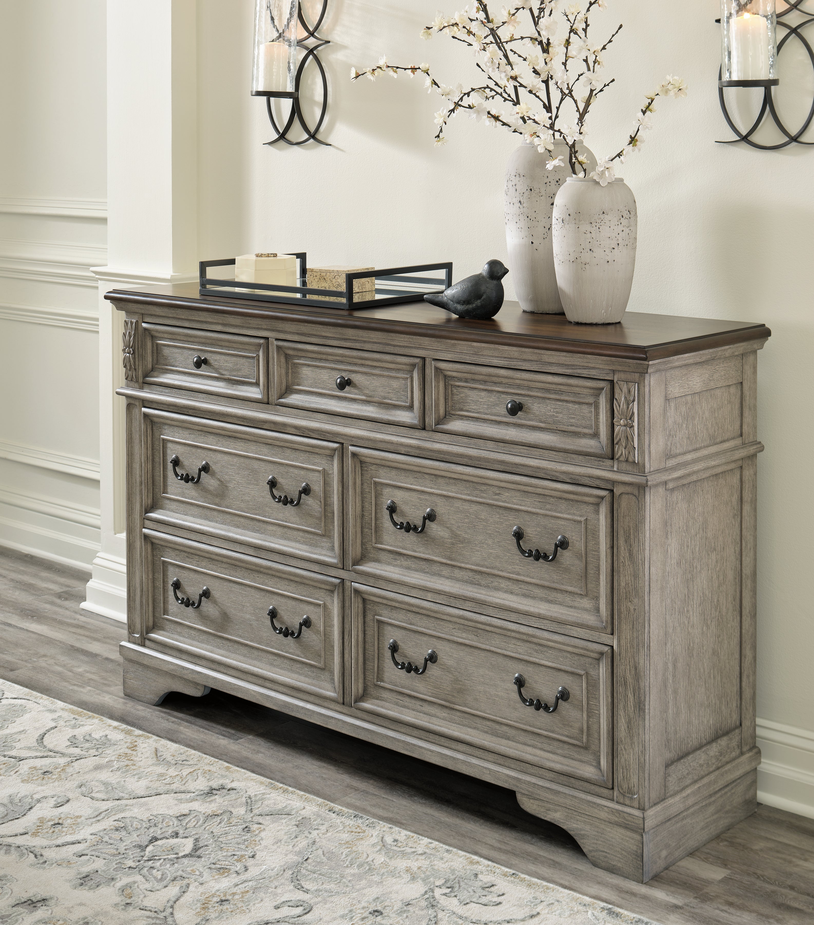 Luxury Living Gallery - Ashley Furniture - Lodenbay Bedroom - California King Panel Bed / Antique Gray - B751B5