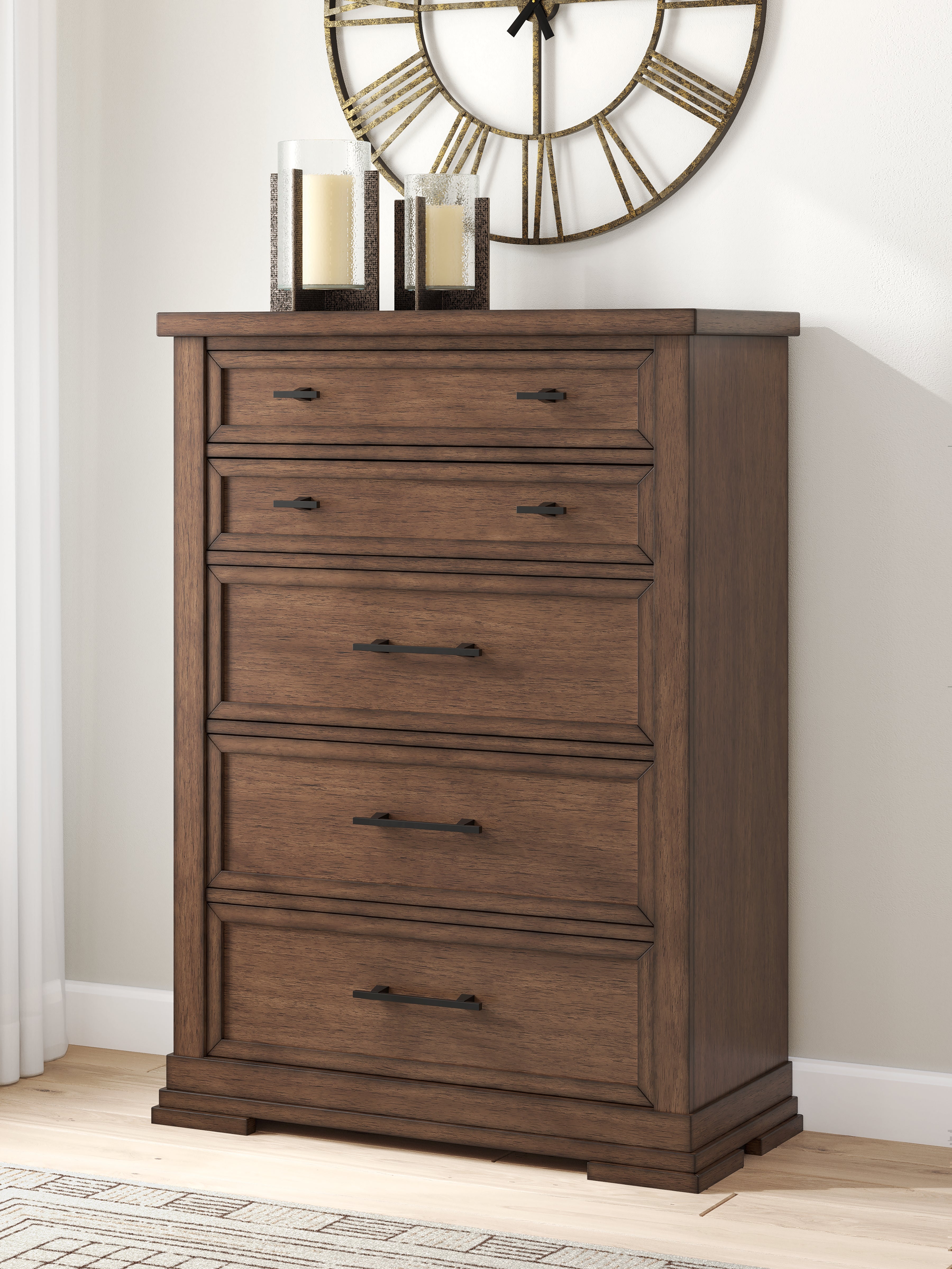 Luxury Living Gallery - Ashley Furniture - Taffenbrook Bedroom - California King Panel Storage Bed / Medium Brown - B849B5