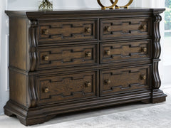 Luxury Living Gallery - Ashley Furniture - Maylee Bedroom - Dresser and Mirror / Dark Brown - B947B1