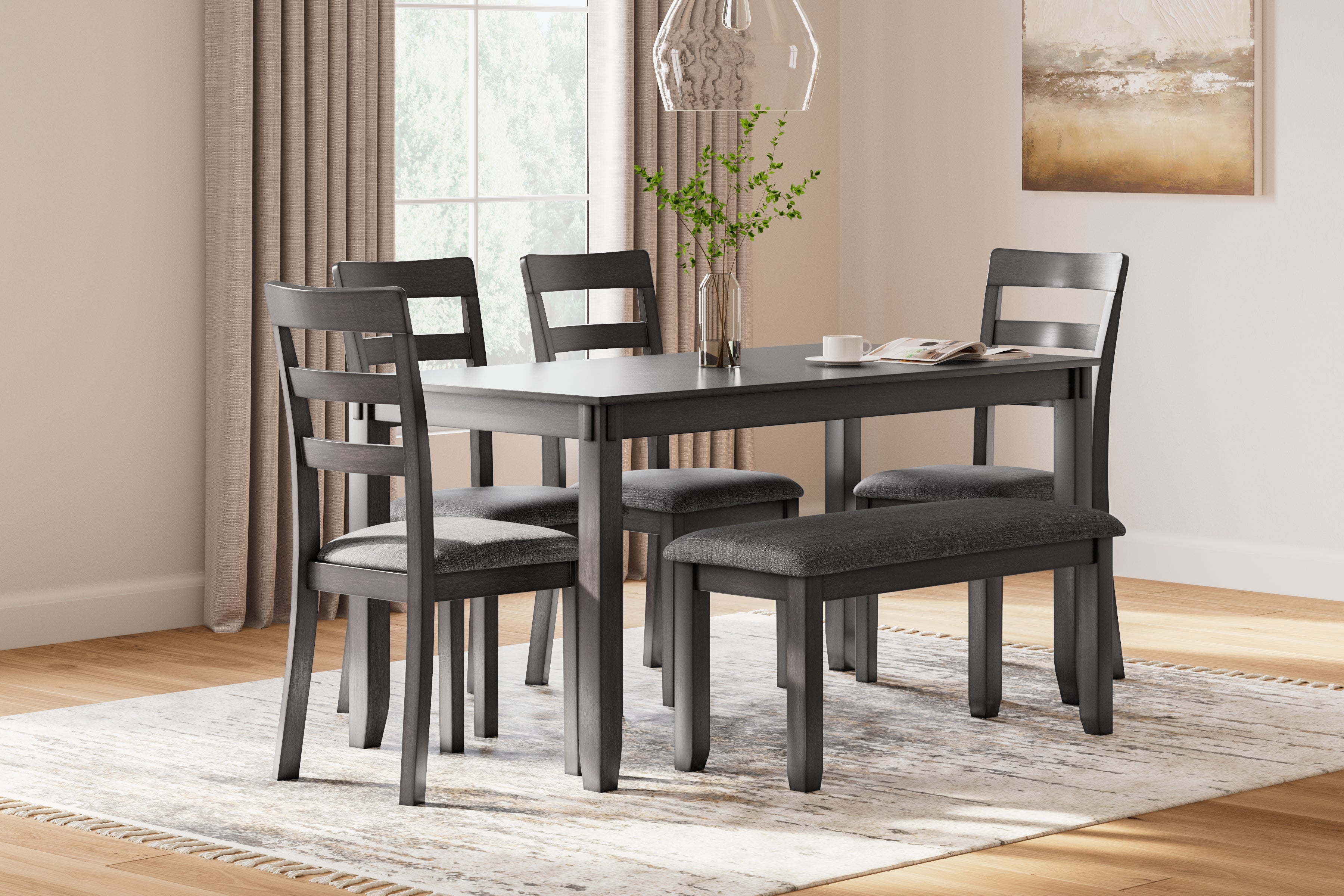 Luxury Living Gallery - Ashley Furniture - Bridson Dining Room - RECT DRM Table Set (6/CN) / Gray - D383-325