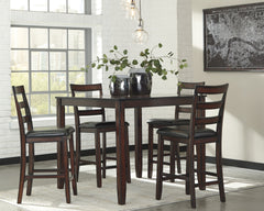 Luxury Living Gallery - Ashley Furniture - Coviar Dining Room - DRM Counter Table Set (5/CN) / Brown - D385-223