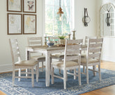 Luxury Living Gallery - Ashley Furniture - Skempton Dining Room - RECT DRM Counter TBL Set(7/CN) / White/Light Brown - D394-423