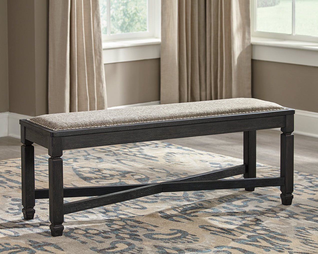 Luxury Living Gallery - Ashley Furniture - Tyler Creek Dining Room - DBL Counter UPH Bench (1/CN) / Antique Black / 42"W x 15"D x 24"H - D736-09