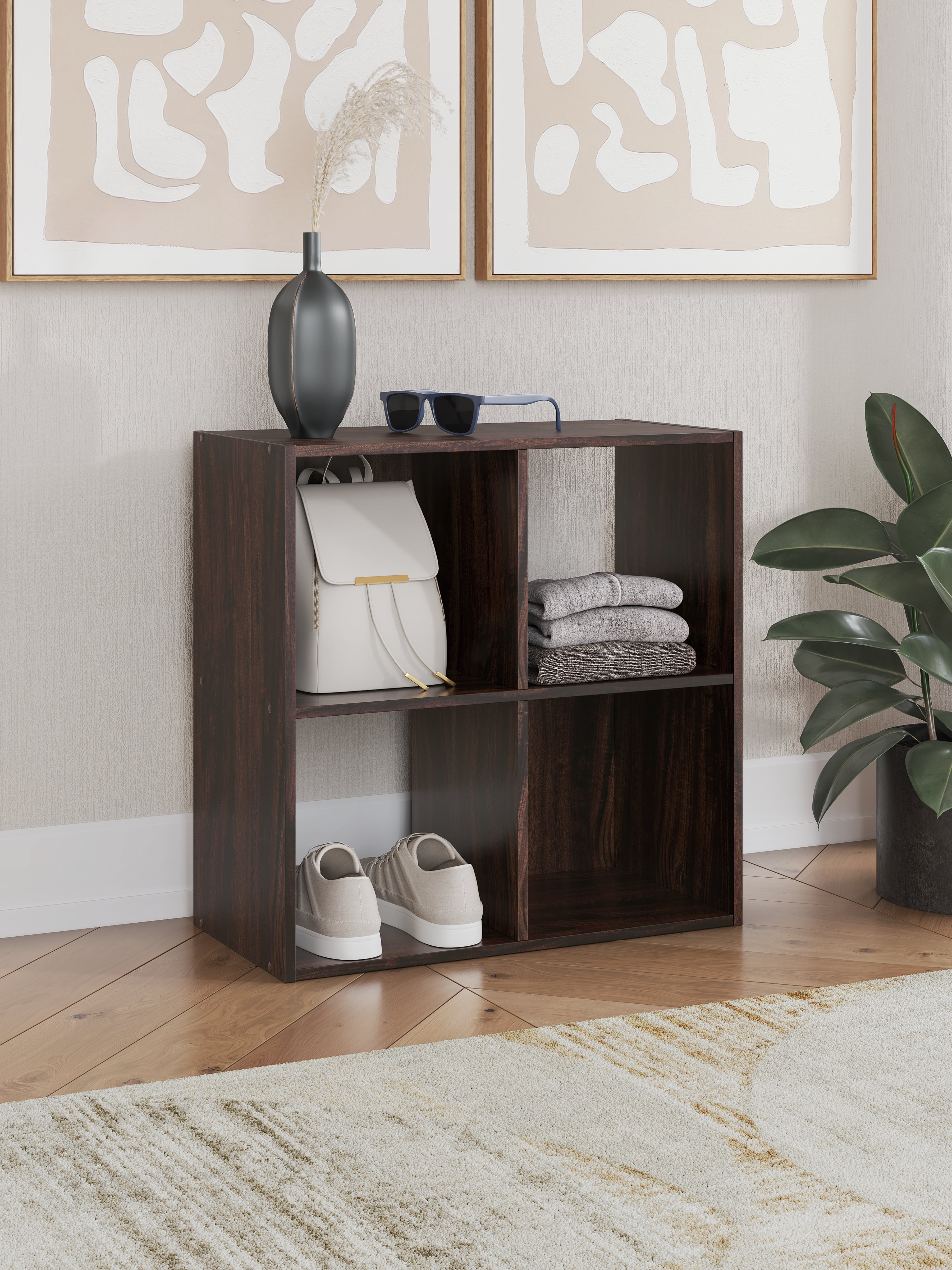 Luxury Living Gallery - Ashley Furniture - Glosmount Four Cube Organizer - Four Cube Organizer / Cherry/Light Brown - EA1055-2X2