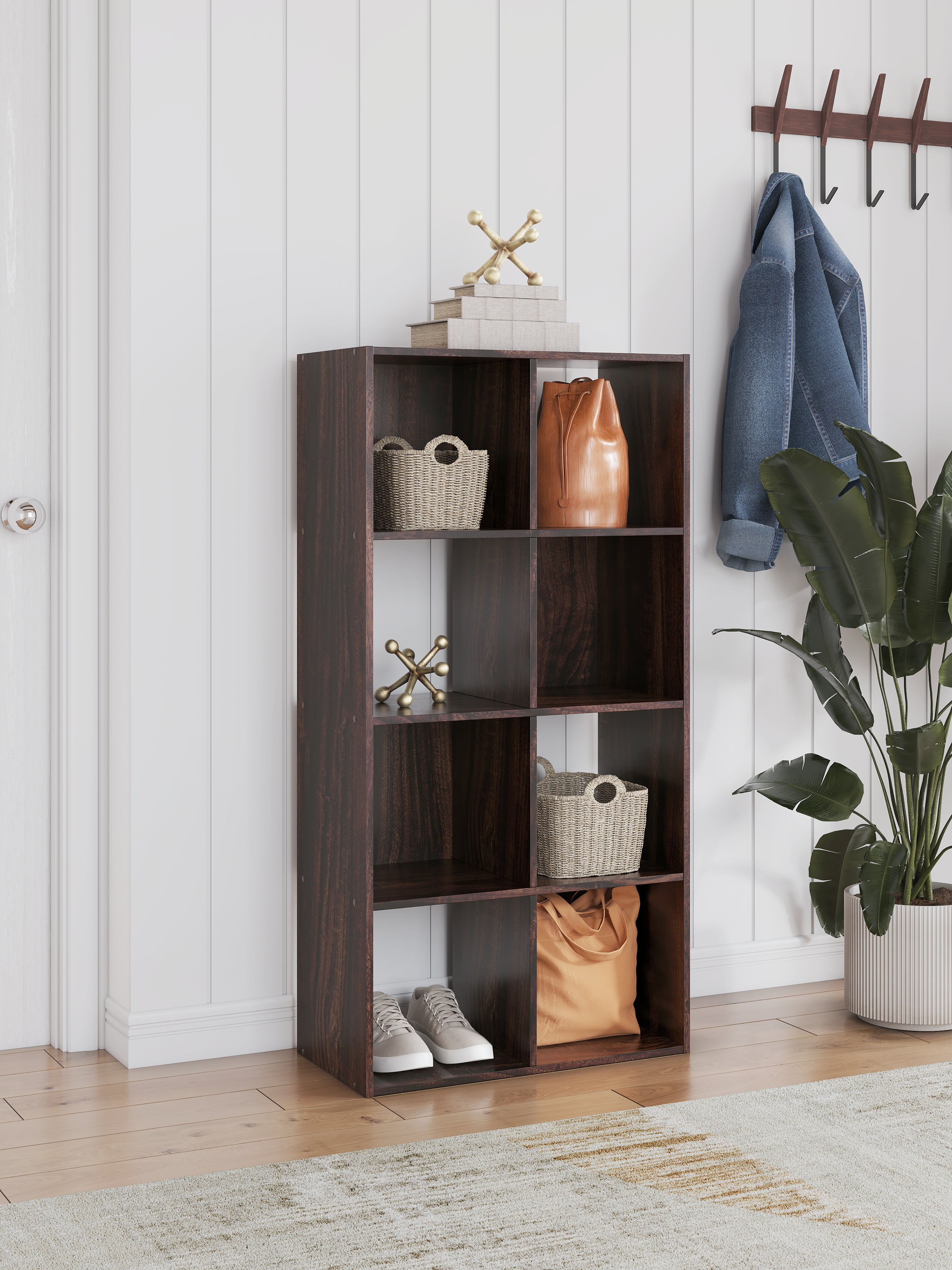 Luxury Living Gallery - Ashley Furniture - Glosmount Eight Cube Organizer - Eight Cube Organizer / Cherry/Light Brown - EA1055-4X2