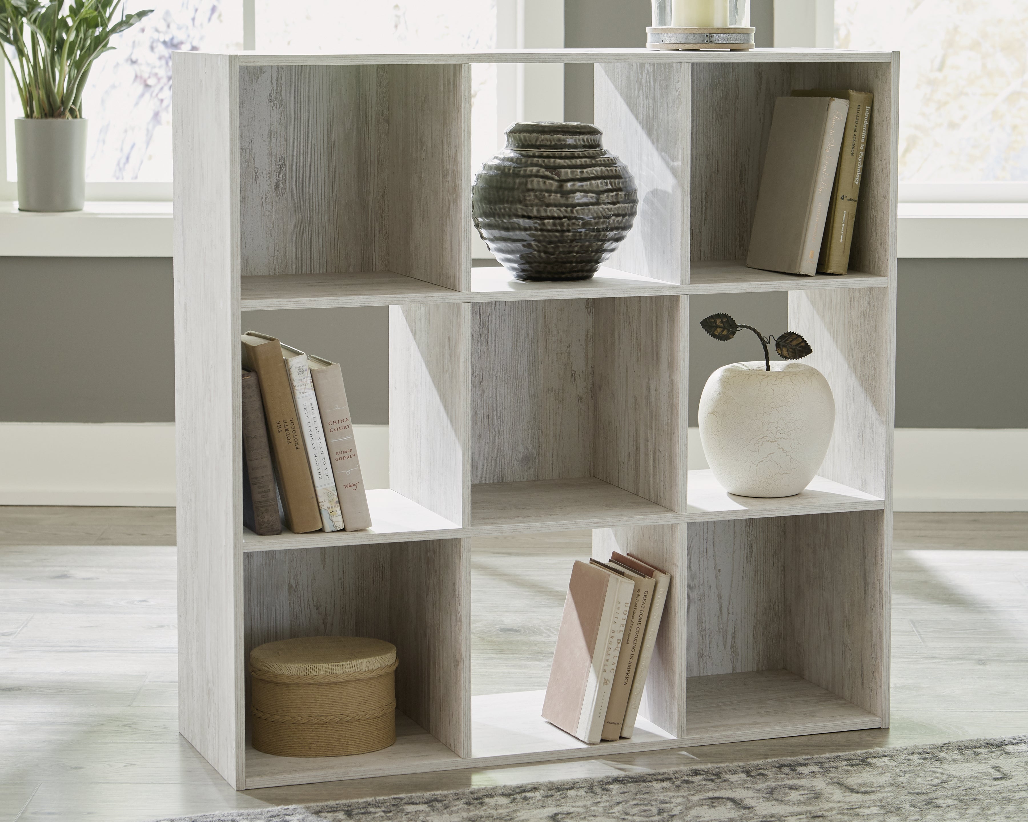 Luxury Living Gallery - Ashley Furniture - Paxberry Nine Cube Organizer - Nine Cube Organizer / Whitewash - EA1811-3X3