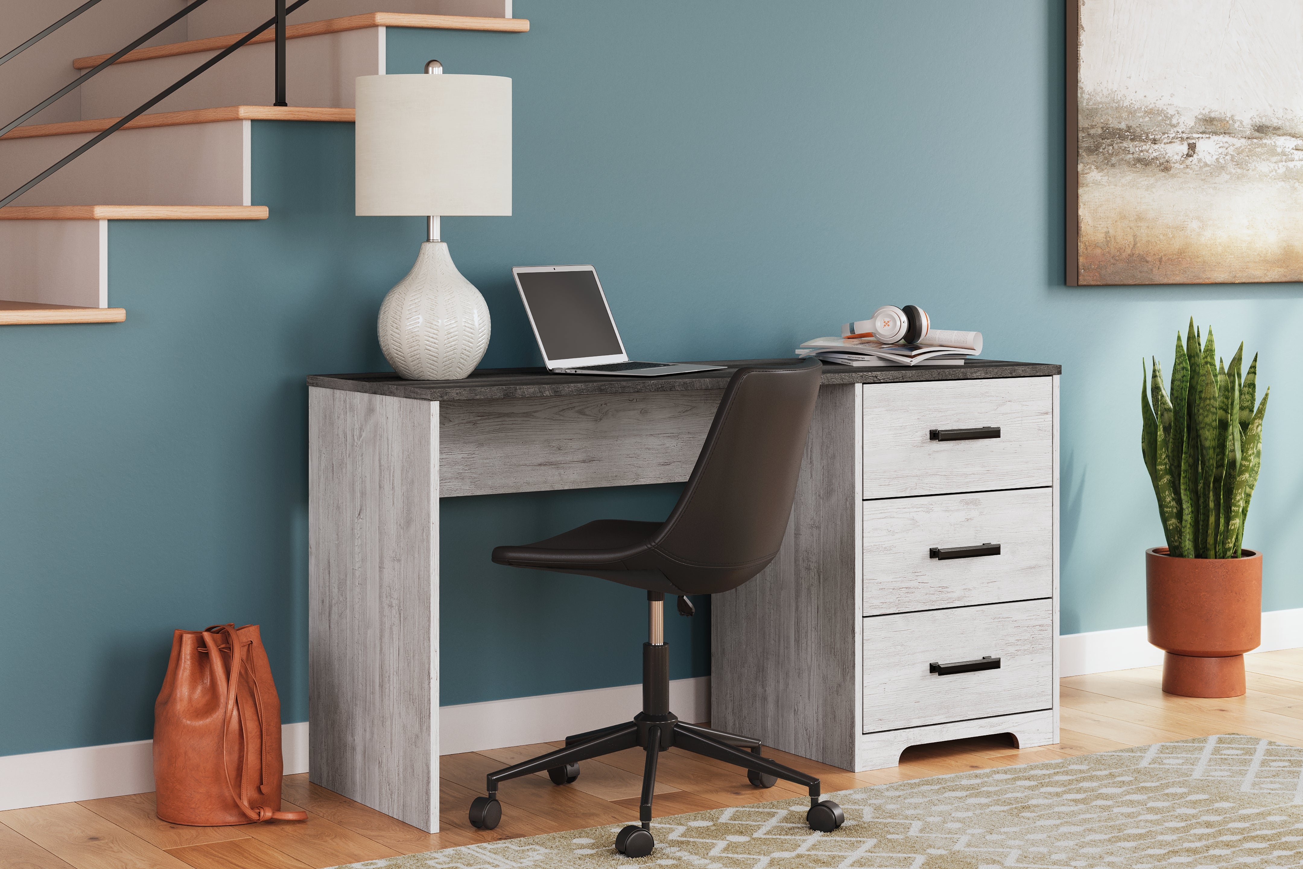 Luxury Living Gallery - Ashley Furniture - Shawburn Office Desk - Home Office Desk / White/Dark Charcoal Gray - H4121-34