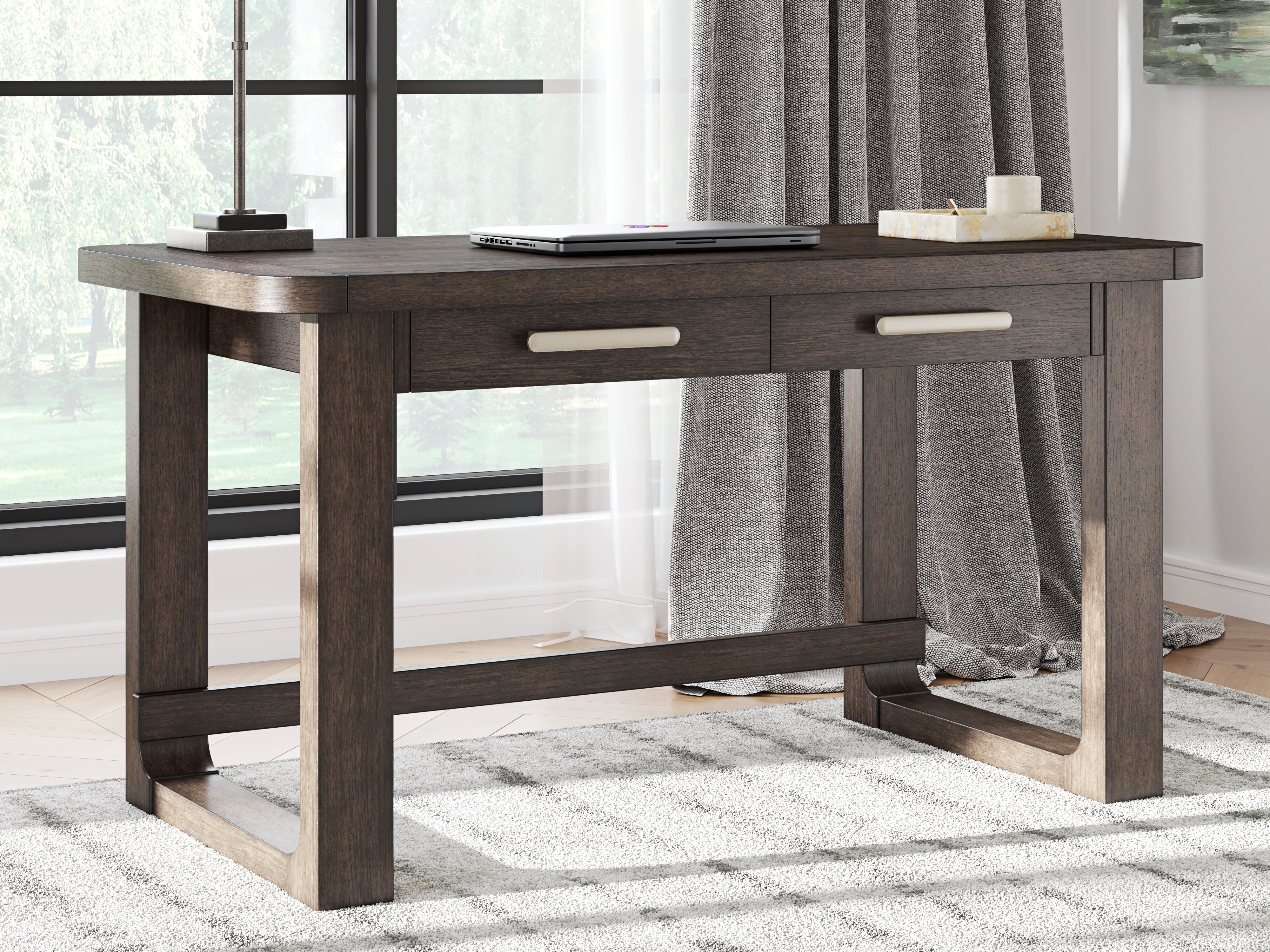 Luxury Living Gallery - Ashley Furniture - Breckington Office Desk - Home Office Desk / Dark Brown - H556-44