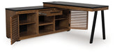 Luxury Living Gallery - Ashley Furniture - Kallari Office Desk - Credenza with Desk Return / Warm Brown/Black - H737H1