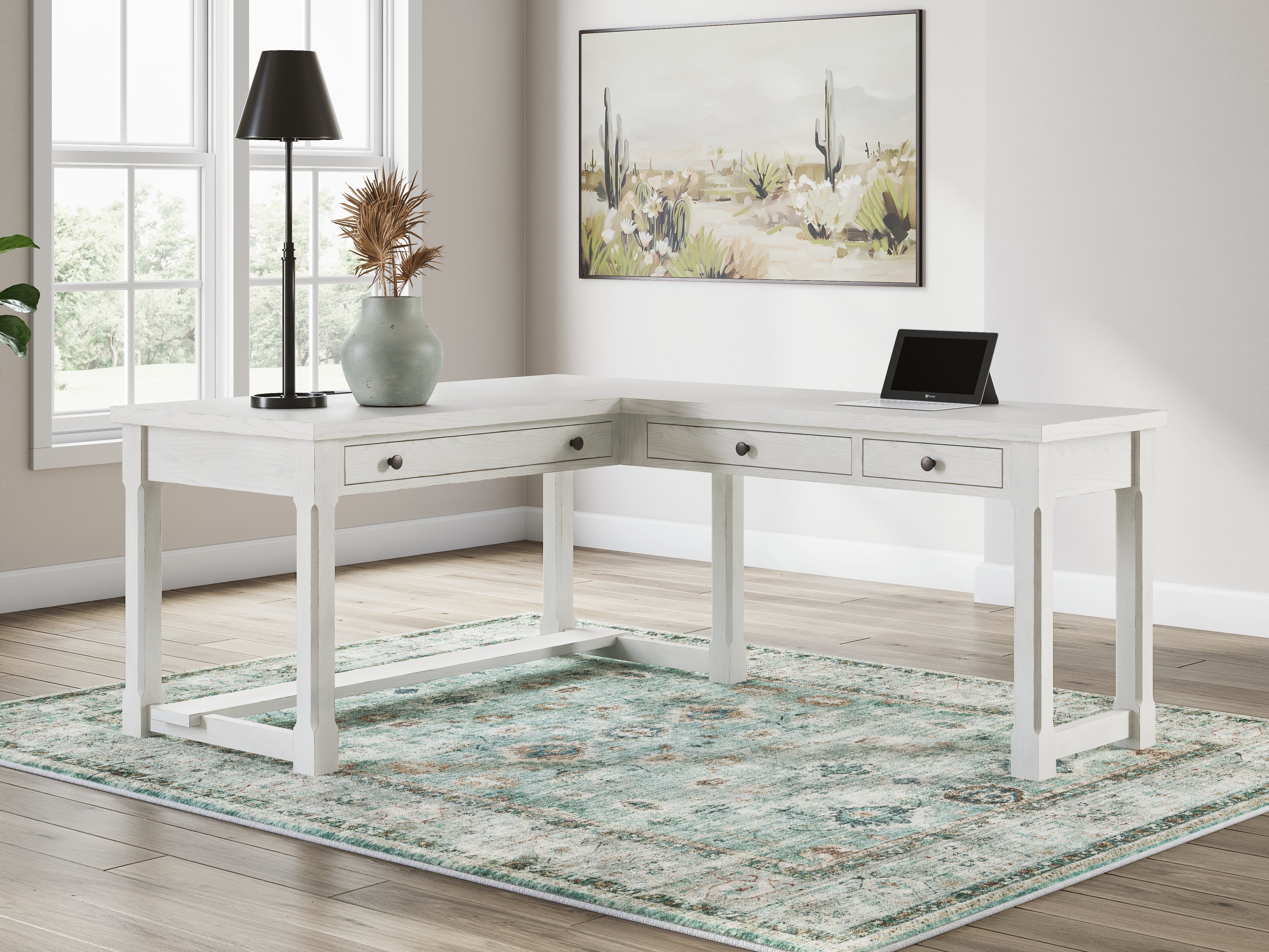 Luxury Living Gallery - Ashley Furniture - Robbinsdale Office Desk - Home Office Desk / Antique White - H742-34