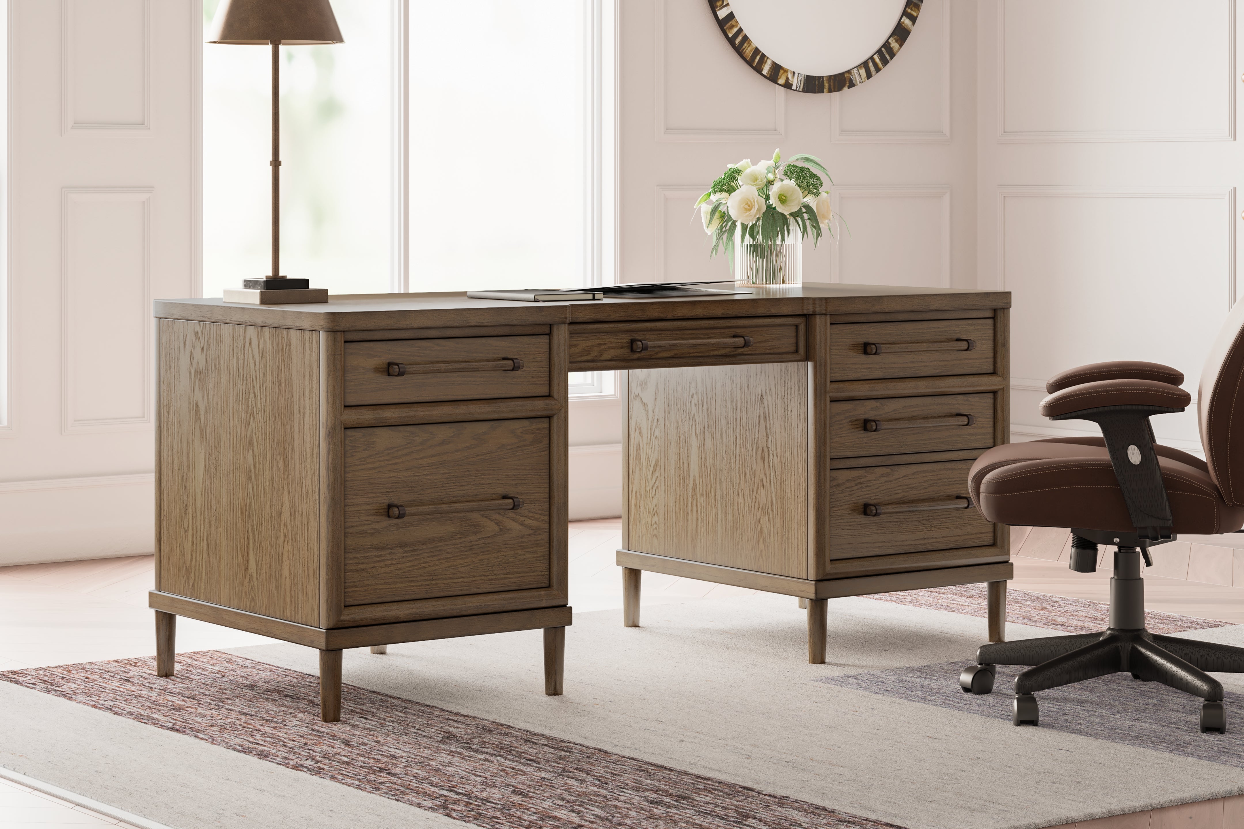 Luxury Living Gallery - Ashley Furniture - Roanhowe Office Desk - Home Office Desk / Brown - H769-21