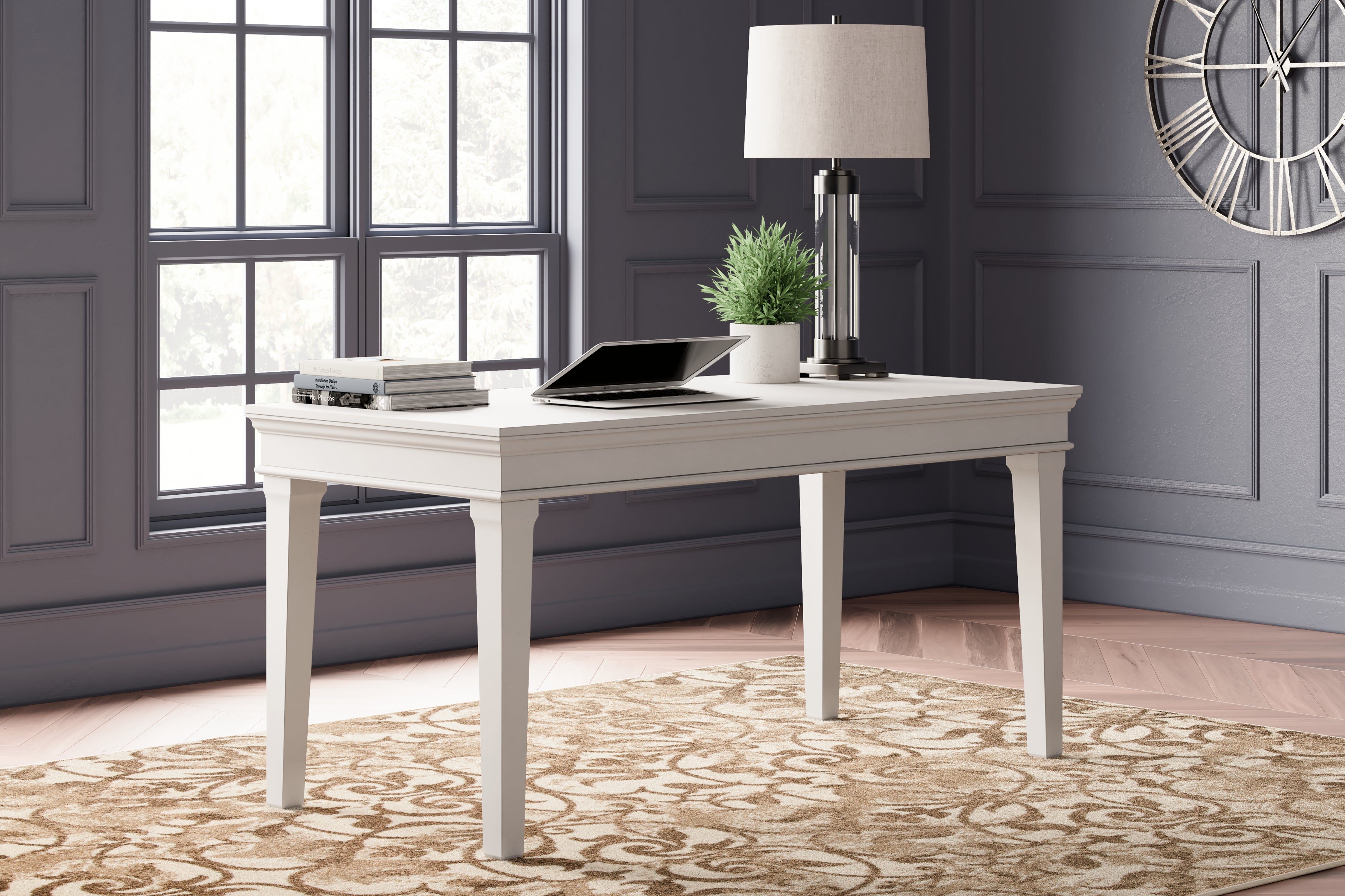 Luxury Living Gallery - Ashley Furniture - Kanwyn Office Desk - Home Office Desk / Whitewash - H777-44