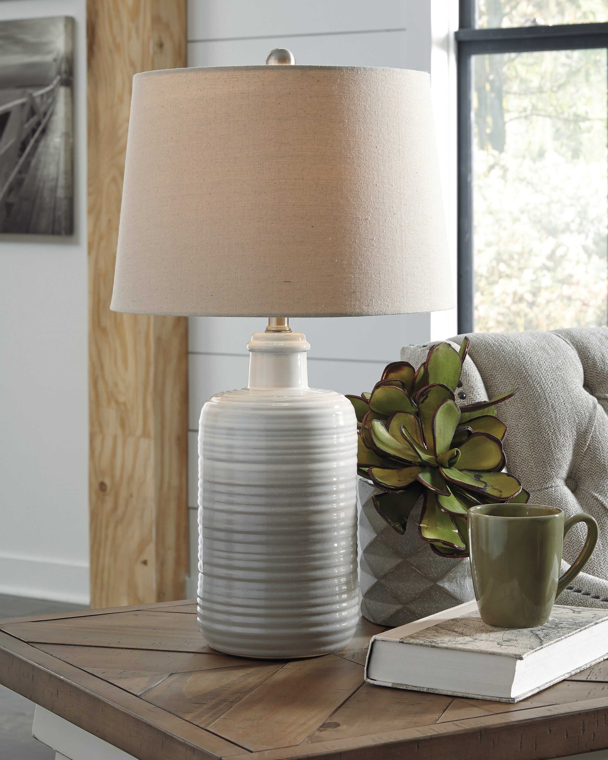 Luxury Living Gallery - Ashley Furniture - Marnina Lighting - Ceramic Table Lamp (Set of 2) / Taupe - L121854