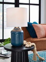 Luxury Living Gallery - Ashley Furniture - Gierburg Lighting - Ceramic Table Lamp (1/CN) / Teal - L180214