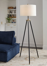 Luxury Living Gallery - Ashley Furniture - Cashner Lighting - Metal Floor Lamp (1/CN) / Black/Gold Finish - L206101