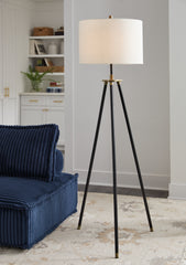 Luxury Living Gallery - Ashley Furniture - Cashner Lighting - Metal Floor Lamp (1/CN) / Black/Gold Finish - L206101