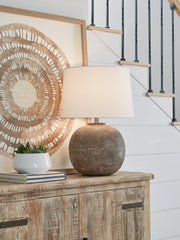 Luxury Living Gallery - Ashley Furniture - Neavesboro Lighting - 2-Piece Lamp Set / Antique Brown/White - L207484X2