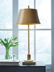 Luxury Living Gallery - Ashley Furniture - Fritzburn Lighting - Metal Table Lamp (1/CN) / Gold Finish/White - L208444