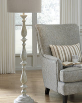 Luxury Living Gallery - Ashley Furniture - Bernadate Lighting - Poly Floor Lamp (1/CN) / Whitewash - L235341